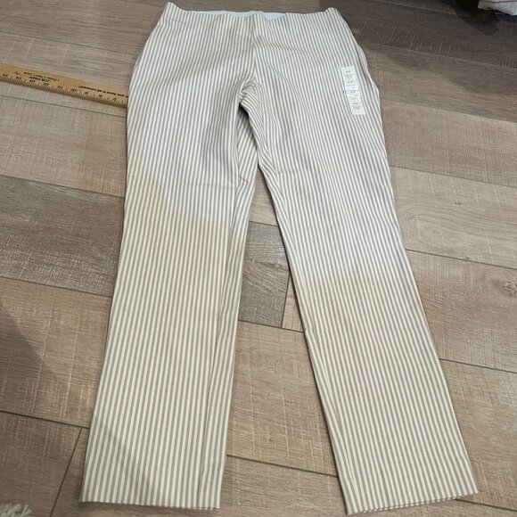 A NEW DAY WOMENS TAN WHITE STRIPE PANTS NEW SIZE 6 SIDE ZIP CLOSURE SKINNY ANKLE - Picture 2 of 13